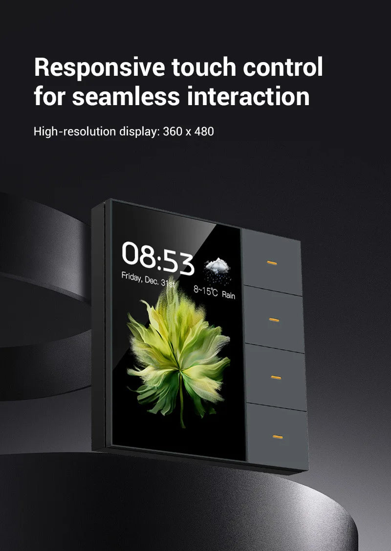 Tuya Zigbee 3.5 Inch Smart Wall Switch Touch Screen 4 Groups Switch 8-way Scene Radar Sensor Dimming Switch Curtain Smart Home