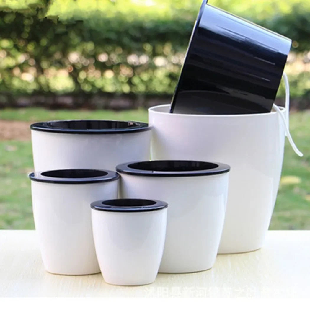 Lazy Flower Pot Self-Watering Plant Flower Pot Planter  For Soilless Planting Flowers Tabletop Bonsai Decor Home Garden Supplies
