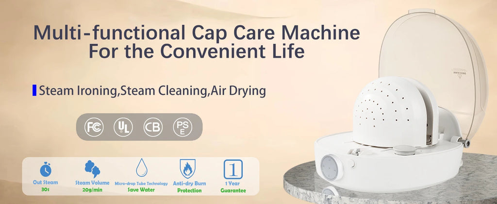 Tidesmit automatic cap care machine steam feature restoring natural shape of misshapen hats for laundry appliances