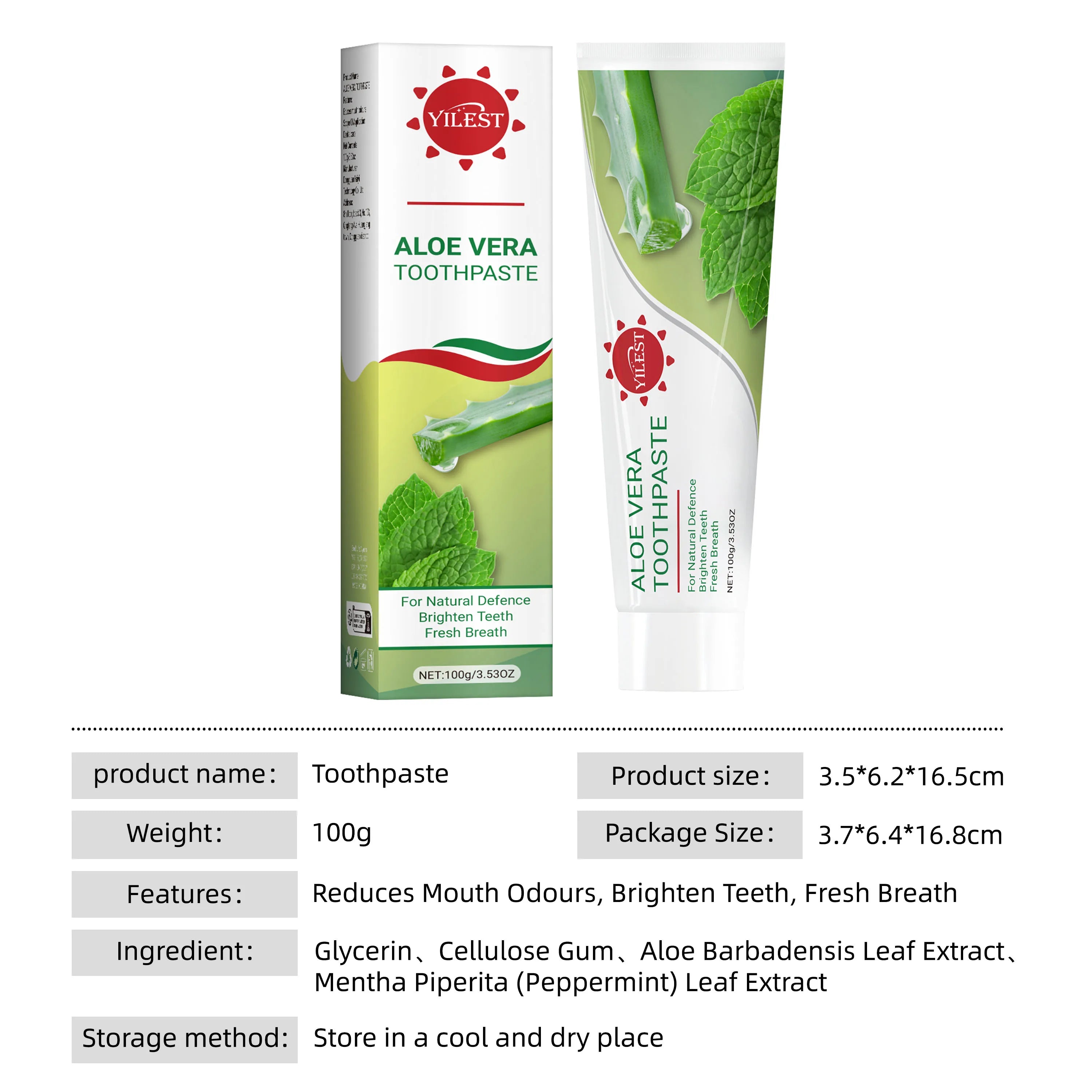 Tidesmit Aloe Vera toothpaste for natural teeth whitening and gum care with peppermint extract.