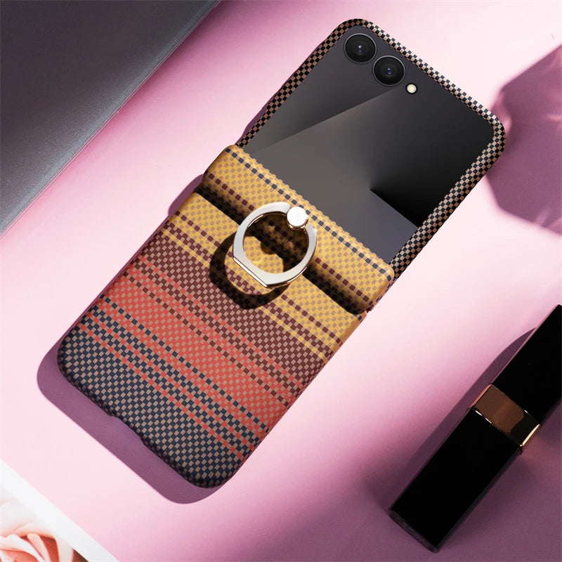 Samsung Galaxy Z Flip 7 Case | Carbon Fiber Magnetic Ring Stand Tidesmit
