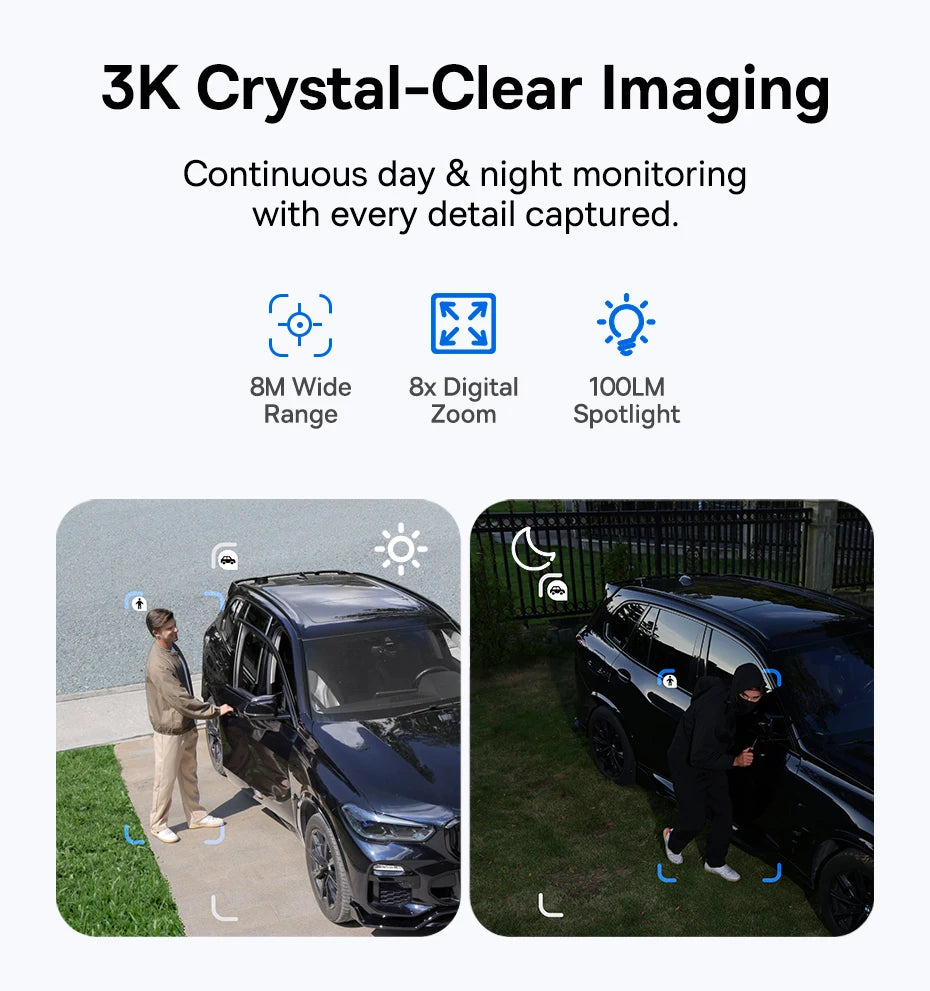 Baseus Security X1 Pro Outdoor Dual Camera Wireless 3K Camera Solar Panel Face Recognition Smart AI Tracking Security Camera