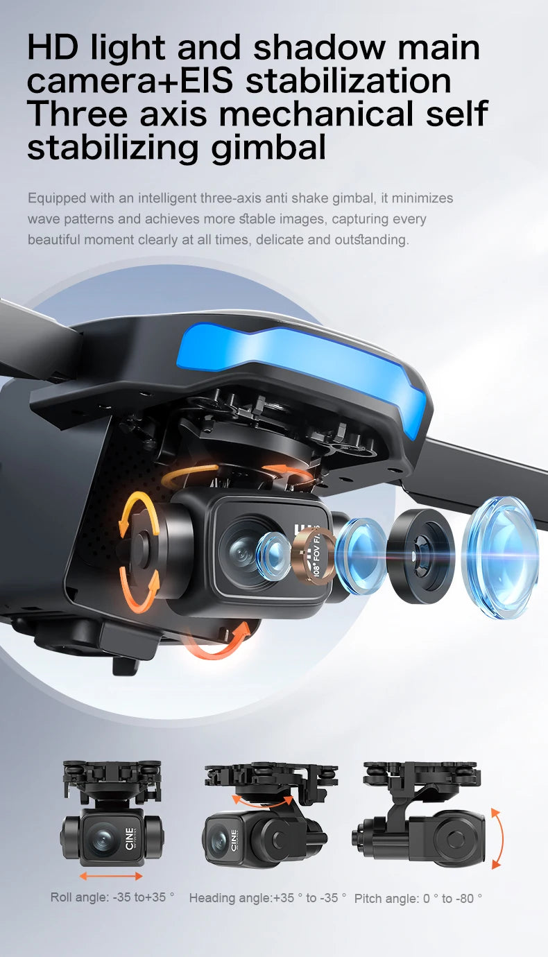 4K Camera Drone With 3-Axis Gimbal GPS - Foldable Aerial Quadcopter Tidesmit