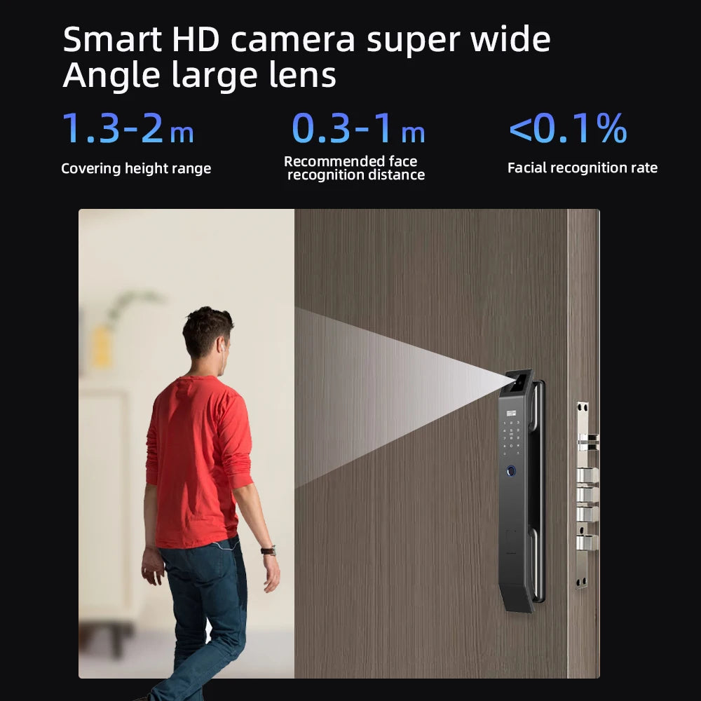 RAYKUBE DF14 Tuya WiFi 3D Face Recognition Digital Fingerprint Lock With Two-way Audio WiFi Camera Video Call APP Remote Unlock