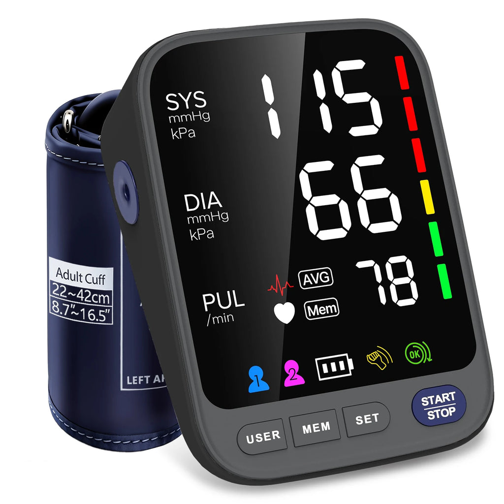 Kingclinic Blood Pressure Machine, Automatic Digital Upper Arm Blood Pressure Monitor with Adjustable Large Cuff