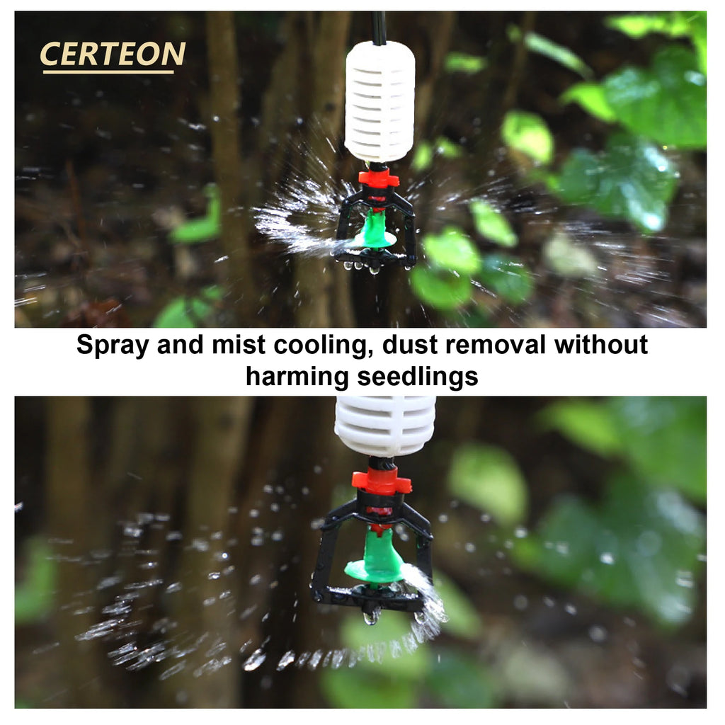 10 Pack Mist Nozzle Kit 360° Rotating Hanging Irrigation Nozzles Greenhouse Cooling Mist Spray Garden Water System Agriculture