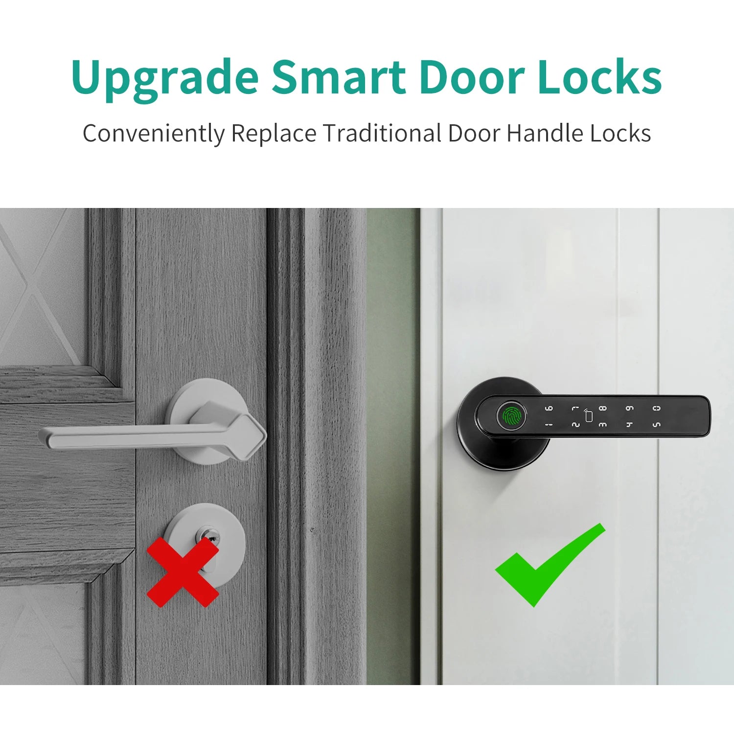 Tuya 5-in-1 Door Lock Smart Home Products Fingerprint Locks	Remote Control App Unlock Support Password IC Card Key Unlock