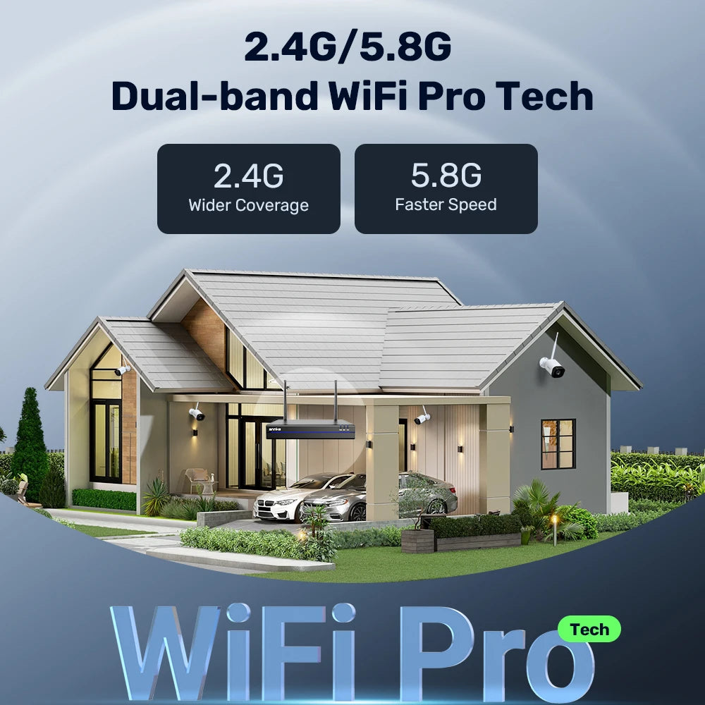 Annke WAS500 5MP Wireless CCTV System 4k16CH NVR with 4/6/8 5MP WiFi Camera Kit Two Way Audio 3.6MM WiFi Surveillance Camera