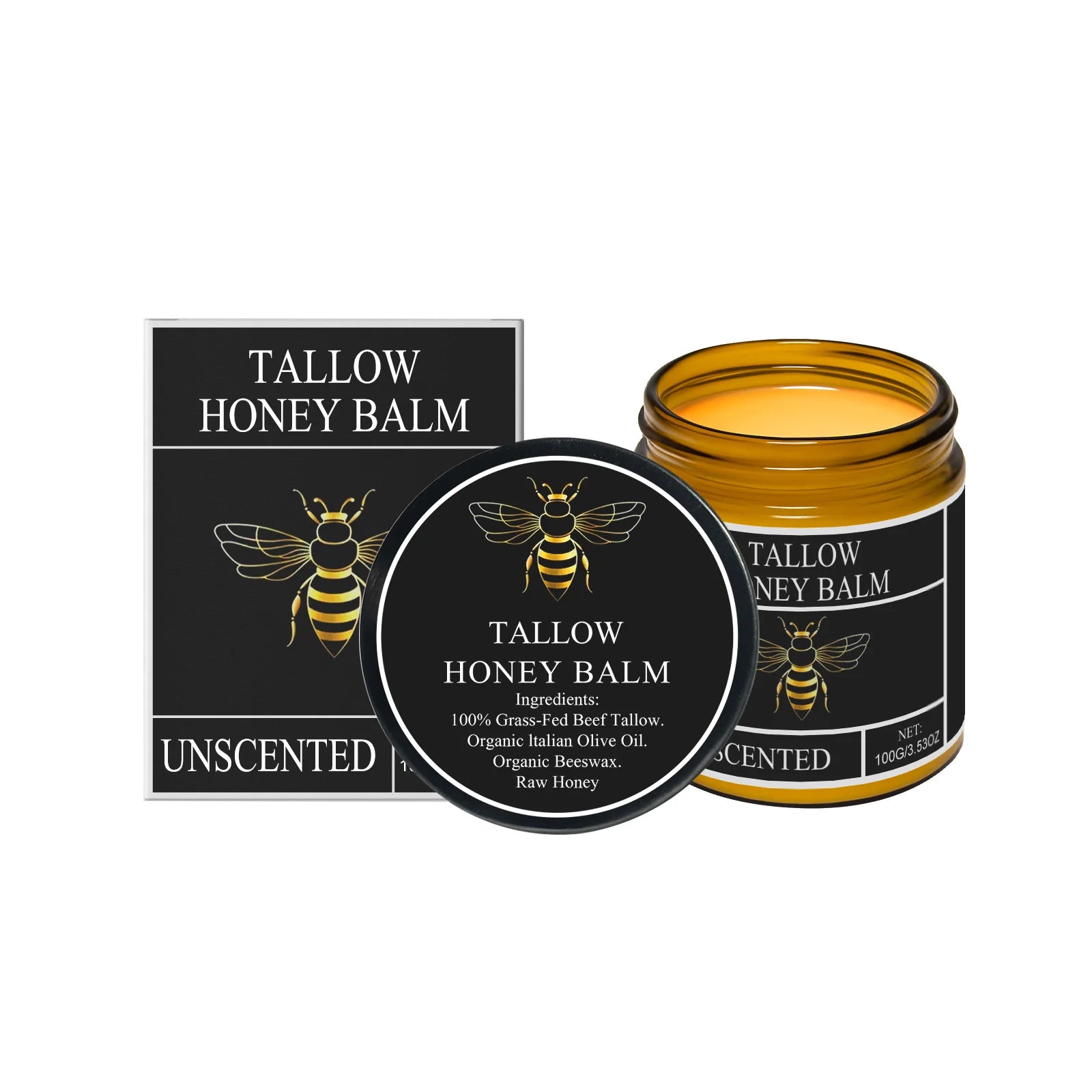 Tallow and Honey Balm Long Lasting Moisturizing Skin Firming Deep Nourishing Non-greasy Tallow Honey Balm for Dark Spots Removal