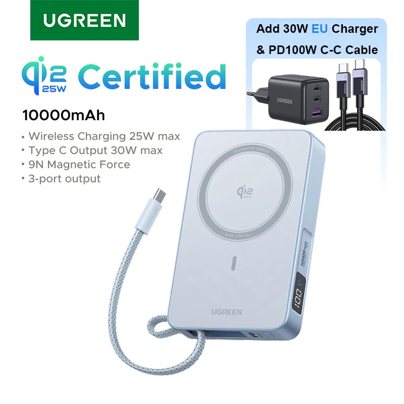 Magnetic 20000mAh Fast Charging Power Bank - PD USB-C Portable Charger 30W EU Bundle Tidesmit