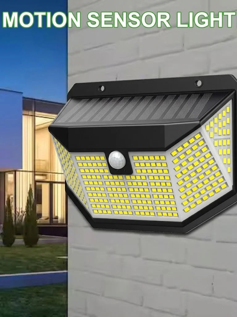 300 LED Solar Outdoor Lights 270° Wide Angle Motion Sensor Security Wall Lamp IP65 Waterproof for Garden
