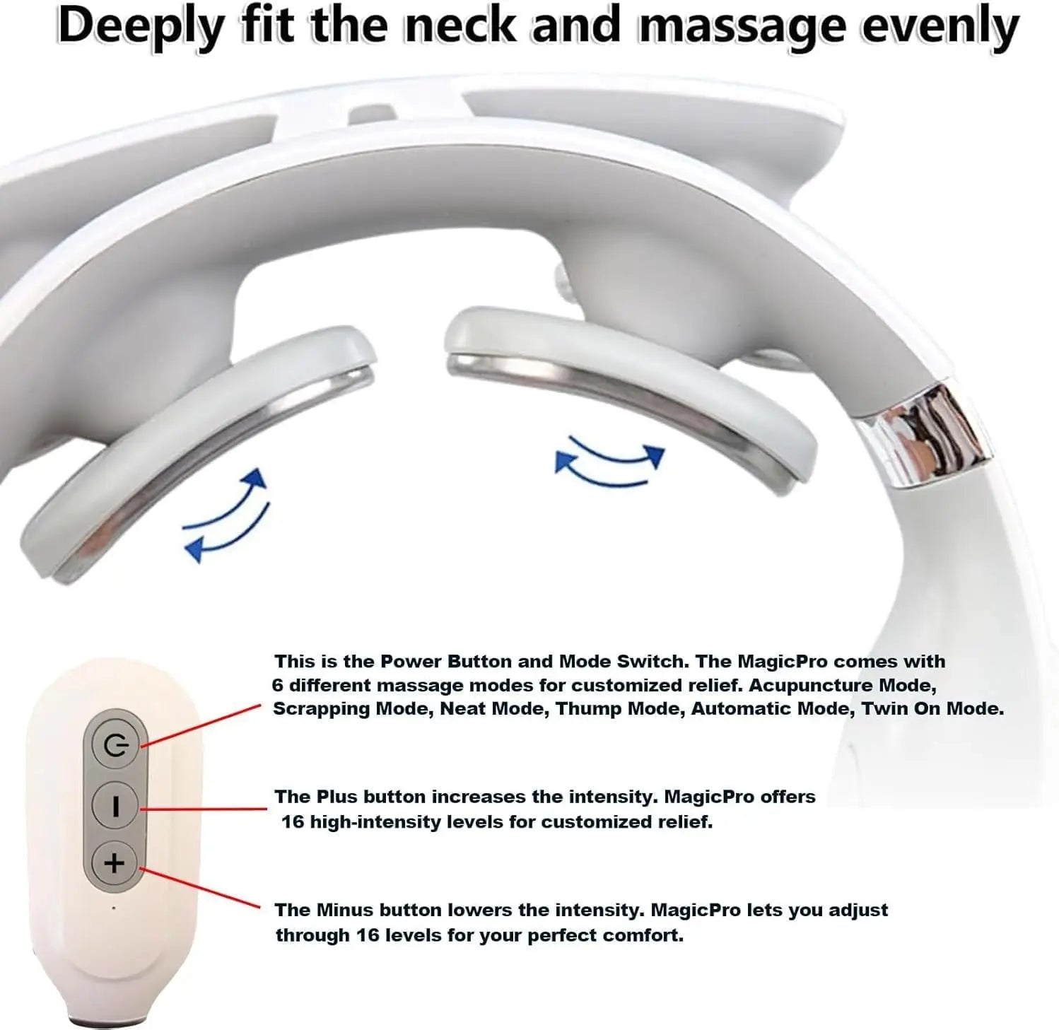 Tidesmit Portable Neck Massager - EMS Stress Relief Device (White) Relaxation Treatment Tidesmit