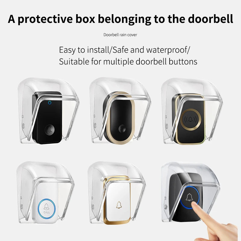CACAZI Waterproof Cover For Wireless Doorbell Button Smart Ring Chime Button PC Transparent Outdoor Rain-cover Home Case New