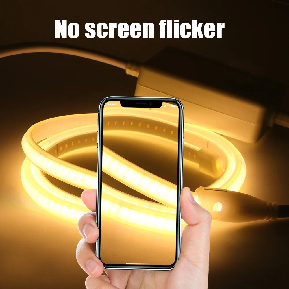 Wall Touch COB LED Neon Strip Light Wifi Bluetooth 23key Remote Control 220V Dimmer Power Kit 5m 10m 20m 40m 0.5m 240LED/m Flex