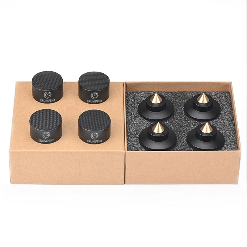 HiFi 4Pcs Speaker Spike Stand Foot Pads Aluminum Alloy Mixer Carbon Fiber Adjustable Shock-absorbing Feet Pegs for Speakers