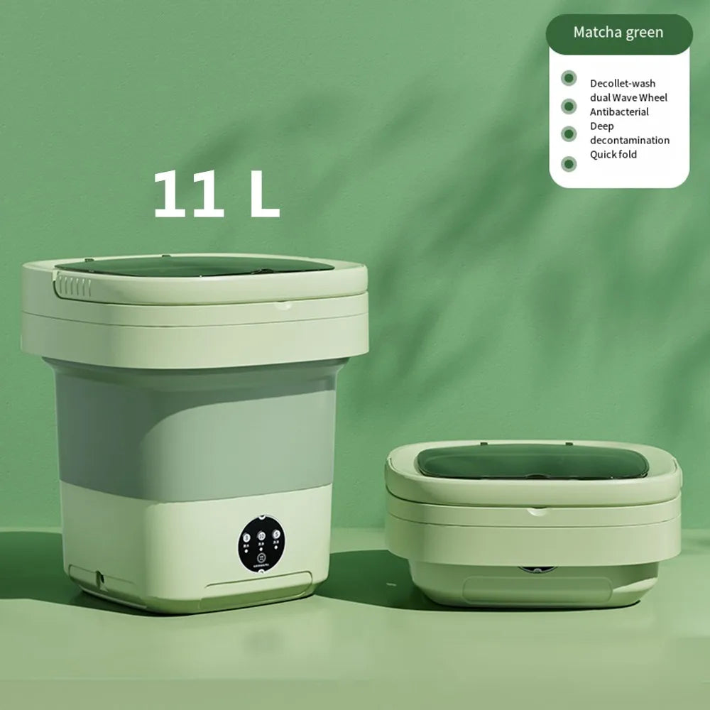 Tidesmit 11L 6L portable mini washing machine with drain basket for compact apartments, camping, and laundry travel.