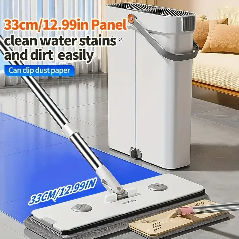 Spin Flat Mop Combo Set With Bucket Joybos 33cm Wet Dry Floor Cleaning Scraper Barrel Mops Washable Microfiber Toilet Bathroom