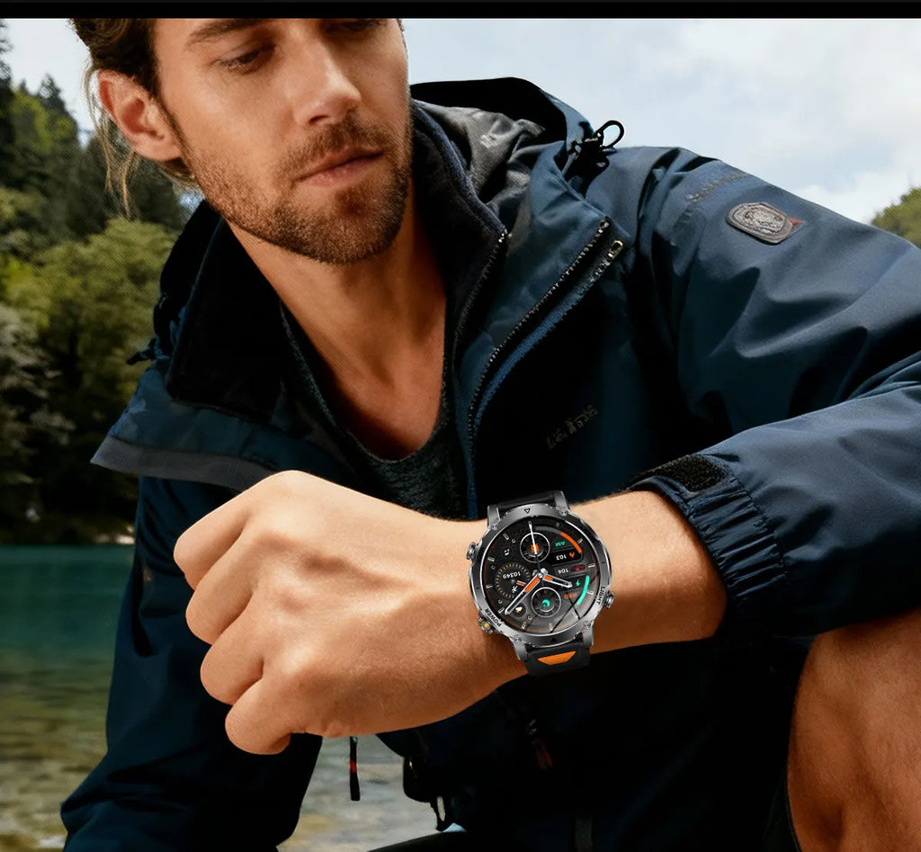 New Military ULtra 1400mAh Huge Battery SmartWatch Two Flashlight 10ATMan Waterproof HD Call 1.73“ 100+Sports Smart watch Man