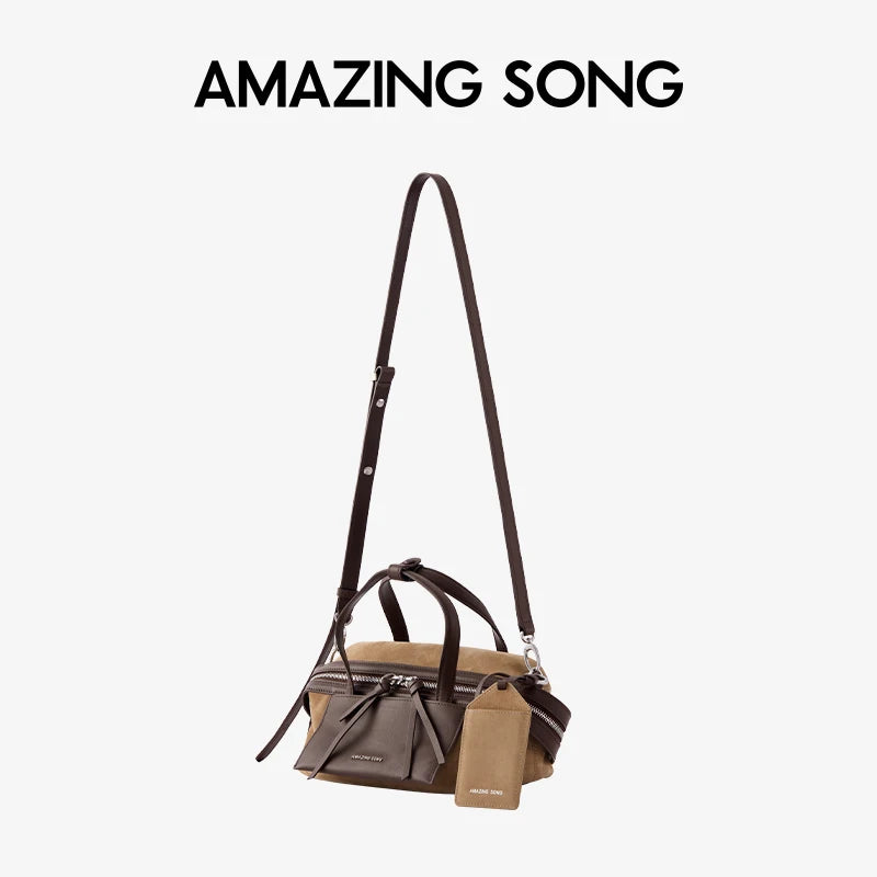 Amazing Song Original Design Cheese Roll Pillow Bag Small Top Grain Leather 2026 New Fashionable Women's bags