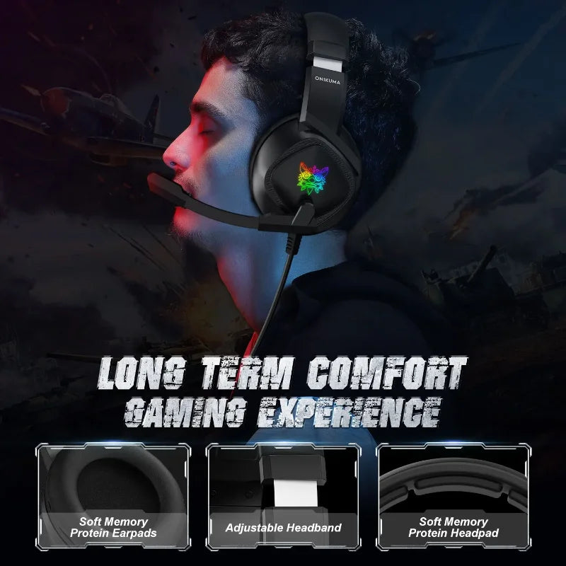 Wired Gaming Headset with Noise Canceling Mic & RGB - K19 Model Tidesmit