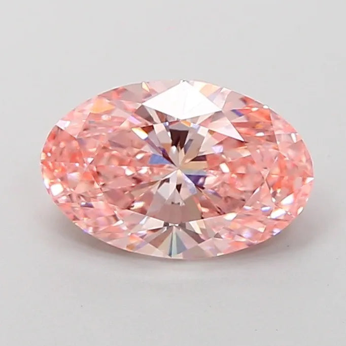 2 Carat Oval Cut Fancy Intense Pink Lab Grown Diamond VS2 Clarity Good Polish Loose IGI Certified Gemstone Jewelry
