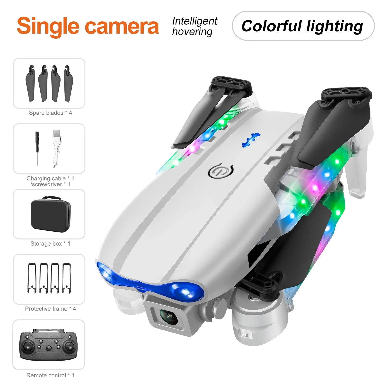 4K Camera Drone - Foldable RC Quadcopter with Obstacle Avoidance E99D Gray SingleC Tidesmit