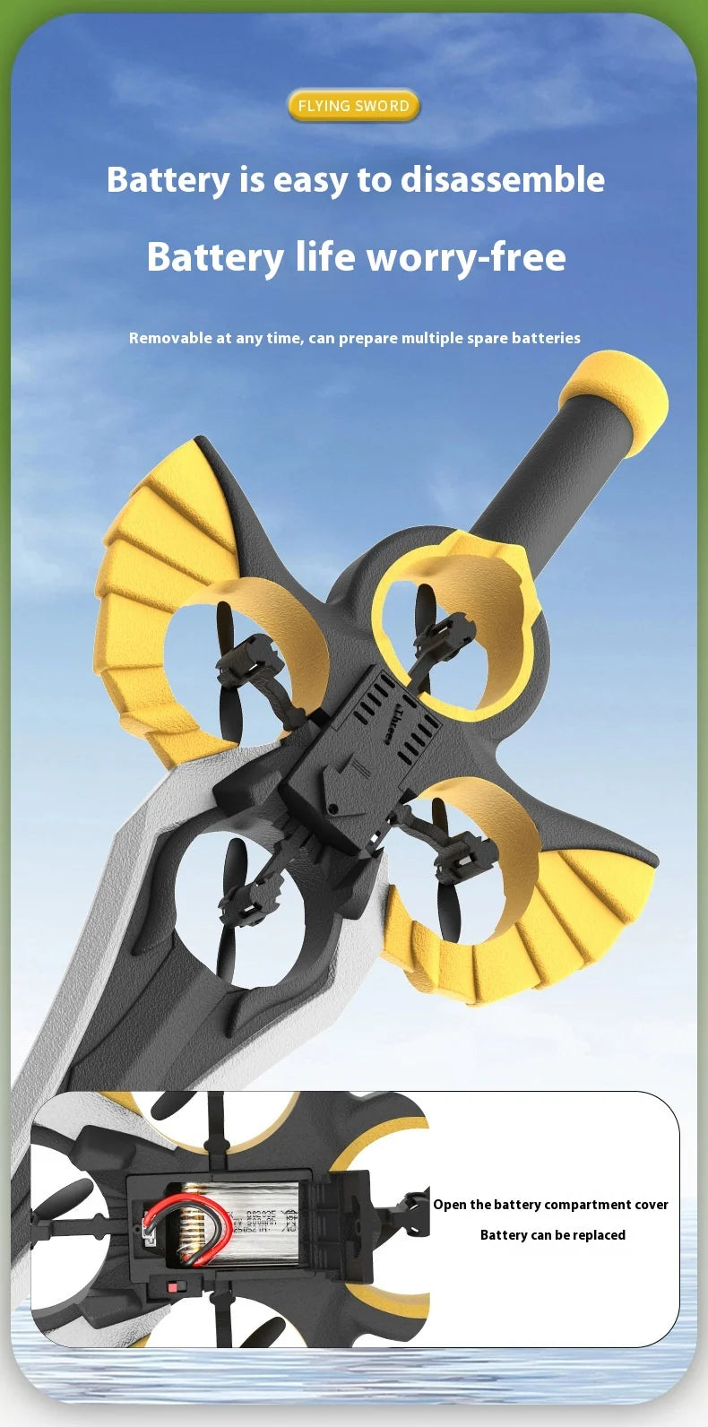 Gesture Controlled Flying Sword Drone with Remote Control Tidesmit