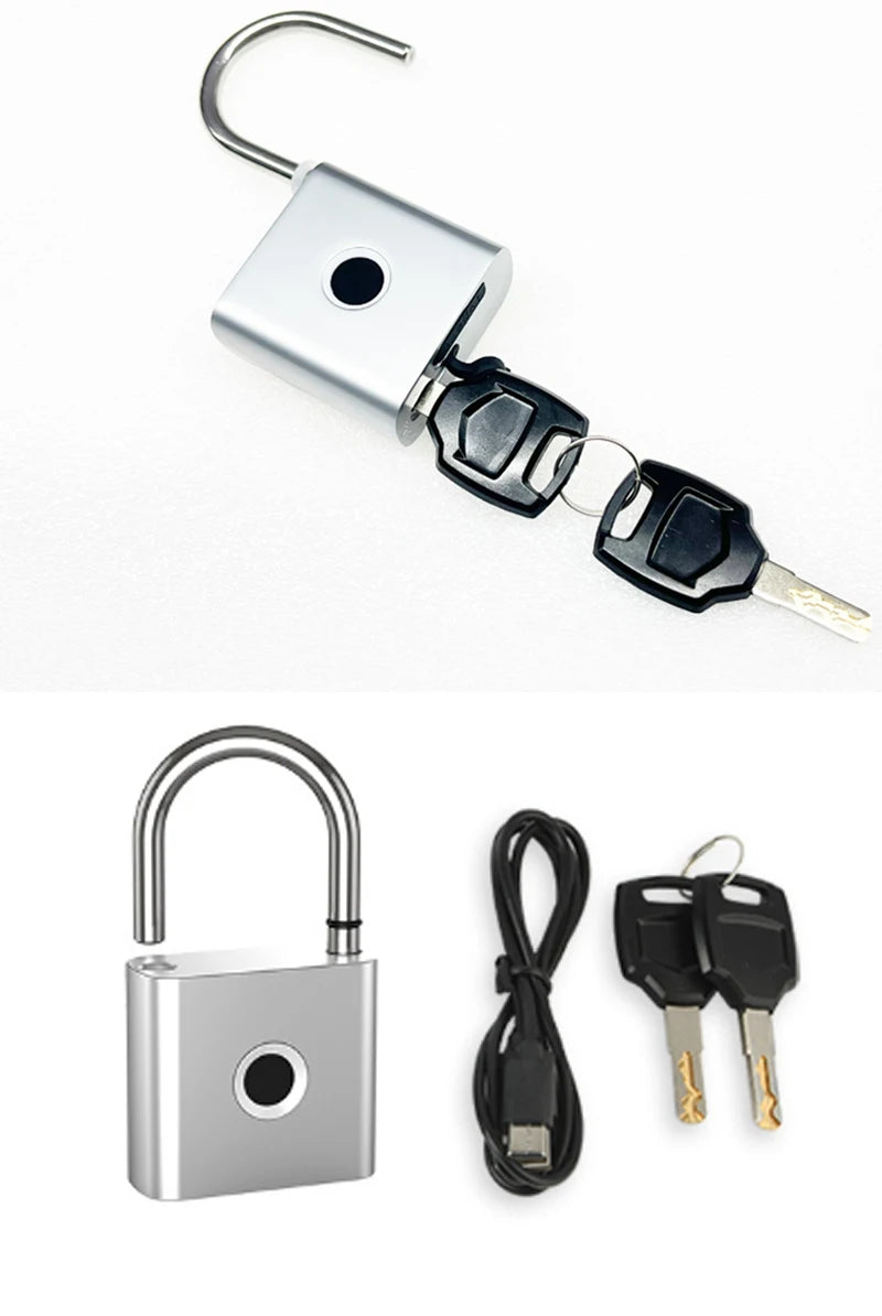 Tuya Fingerprint Padlock Bluetooth Smart Home Door Lock 20 Groups Fingerprint Safe Backup Key USB Charging For Home House Garage