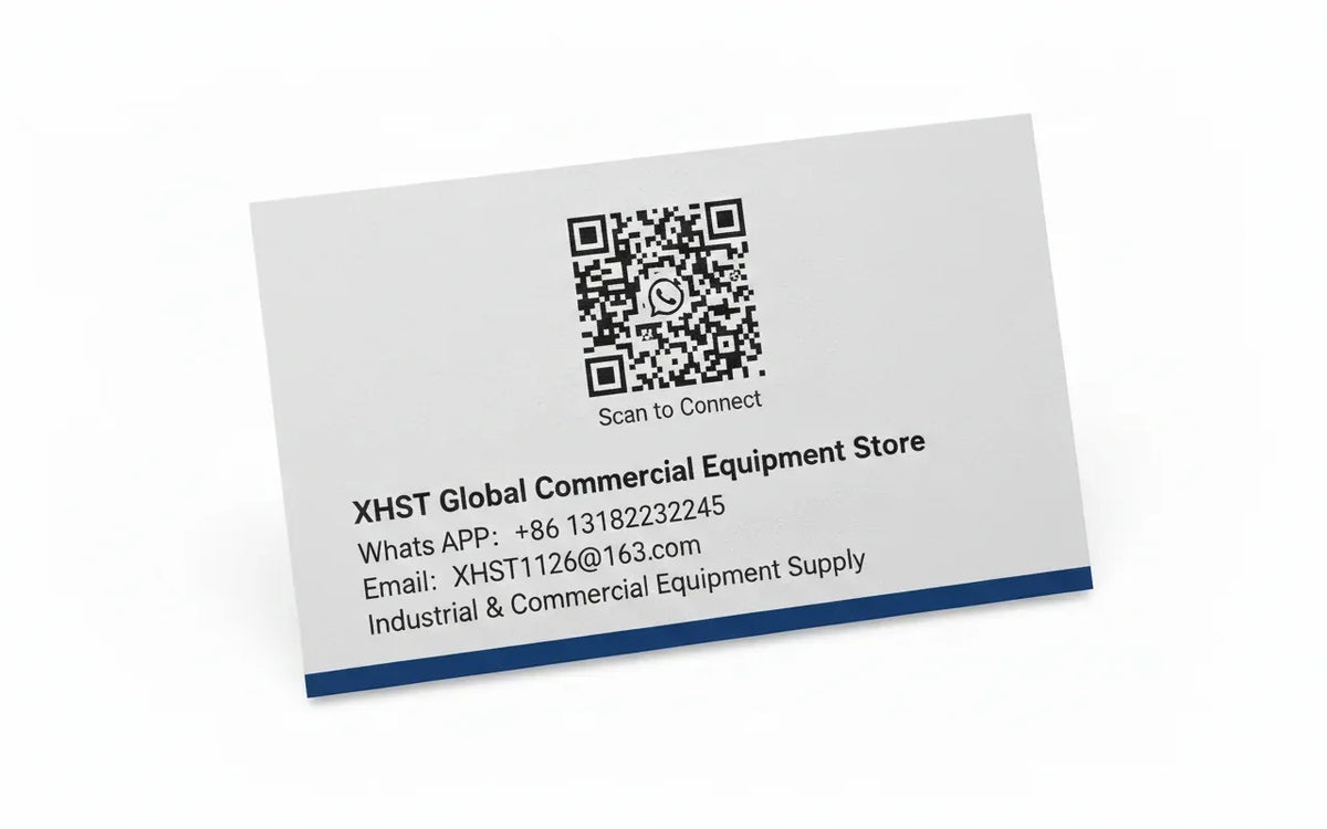 Industrial barcode label printer business card with QR code