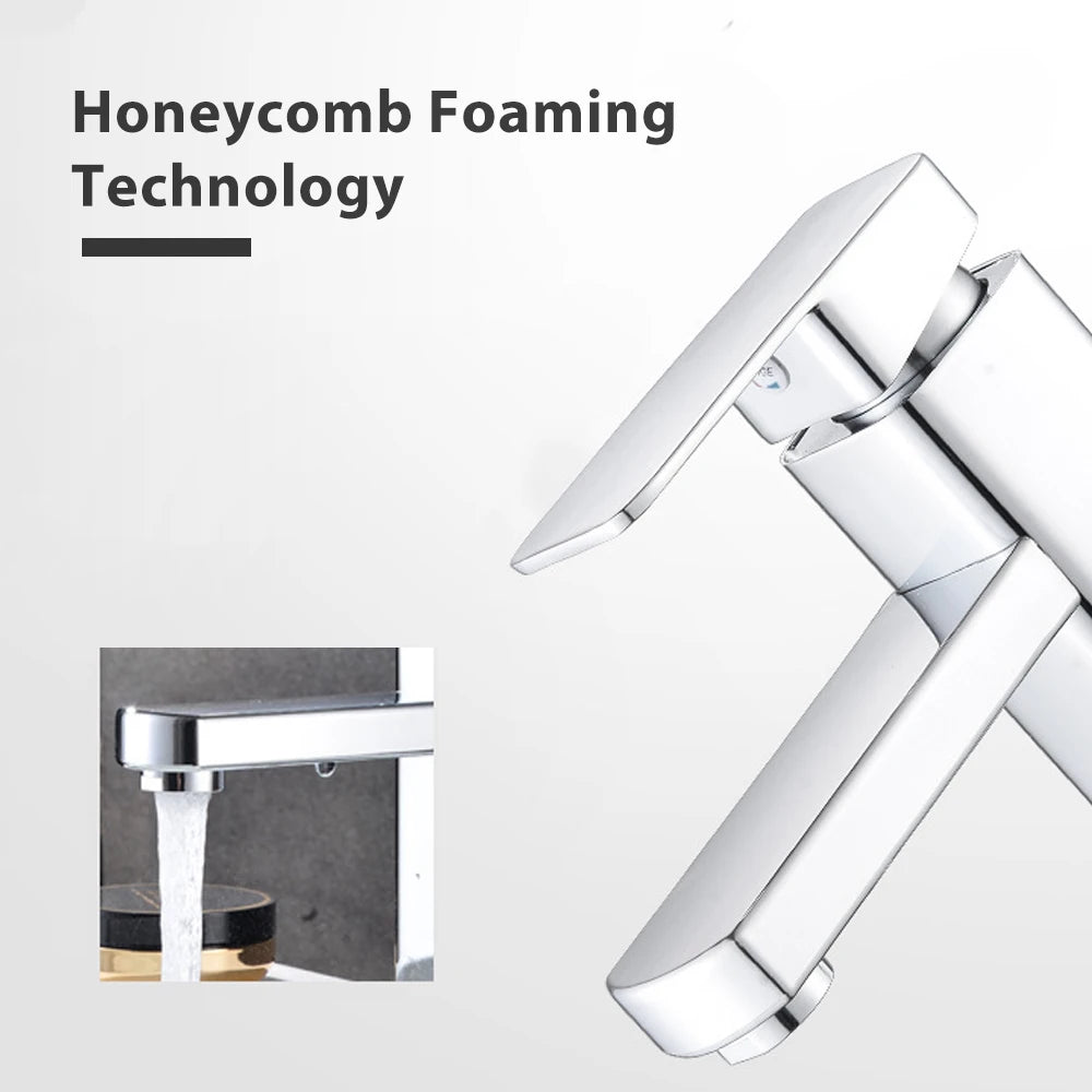 Stainless Steel Bathroom Faucet, Single Lever Basin Mixer, Anti-Oxidation 3-Layer Plating, Timeproof Rustproof, Washbasin Tap