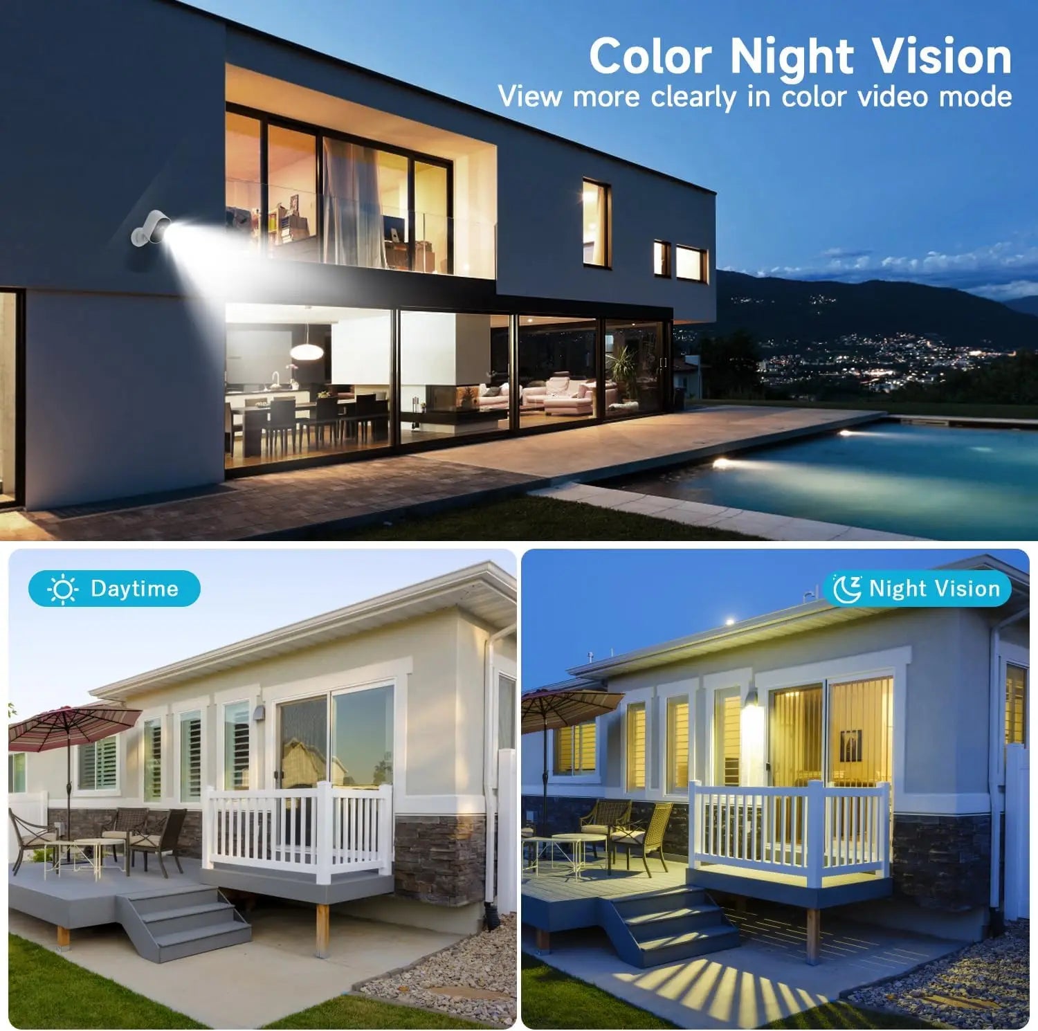 1080P WiFi Camera Outdoor Solar Battery Wireless Solar Powered Security Camera AI Motion Detection 2-Way Audio Night Vision