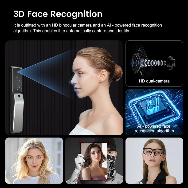 Waterproof  Smart Door Alexa Lock Israel 6590 Mortise Hebrew Tuya Smart Life APP Face Digital Door Lock With Camera