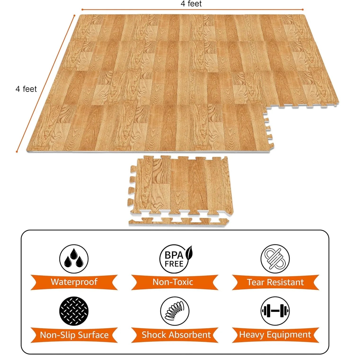 Home Fitness Wood Grain Floor Mat Foam Interlocking Anti-slip and Shock-absorbing Floor Tile DIY Puzzle Yoga Mat Home Decor