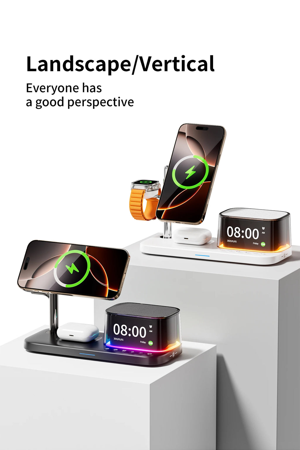 5-in-1 Magnetic Wireless Charger Stand with Speaker - 25W Qi2 Certified Tidesmit