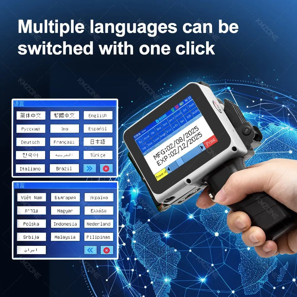 12.7mm Portable Mini Handheld Inkjet Printer for QR Barcode Batch Date Number Logo Expiry Date Coding Machine 28 Languages