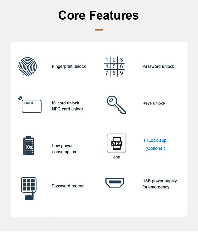 TTLock App Smart Aluminum Door Lock Waterproof Fingerprint Digital Password RFID Keyless Electronic Sliding Glass Door Lock