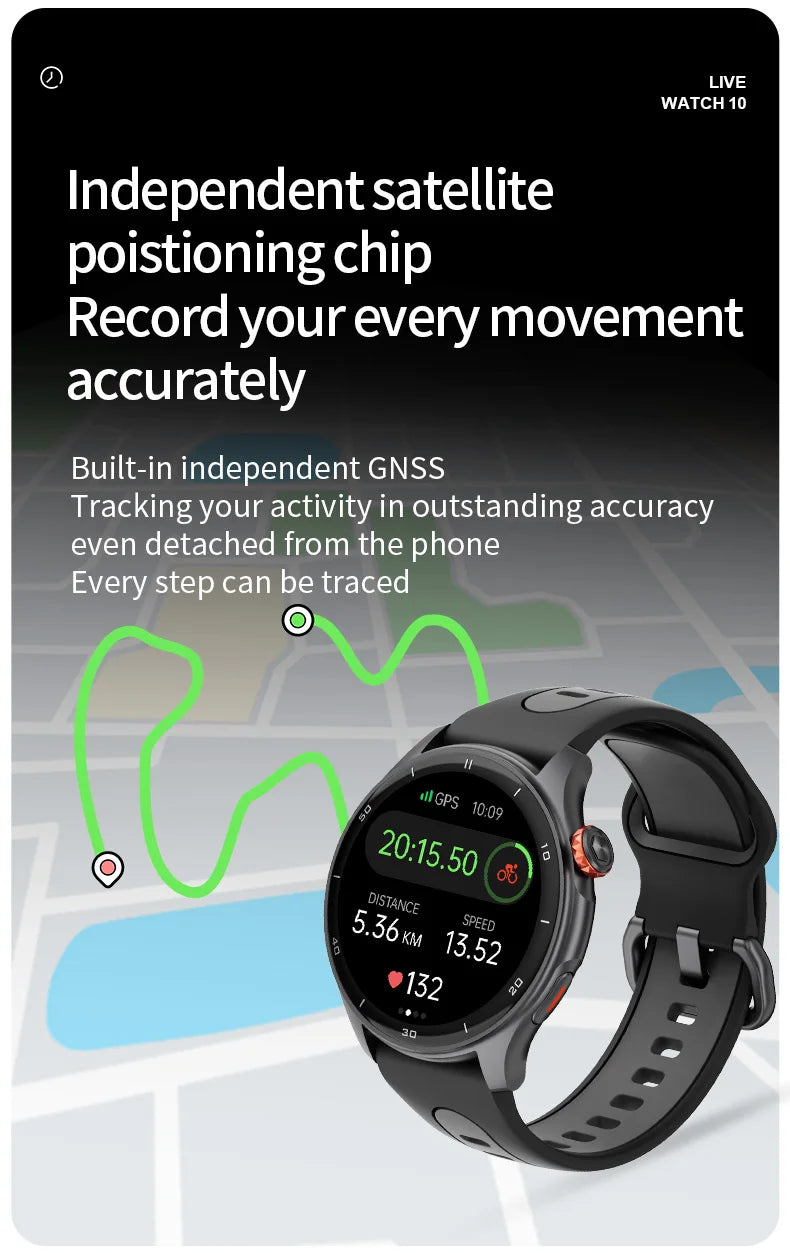 iGPSPORT LW10 Smart Watch With 1.43" AMOLED Screen GNSS GPS Tracker Bluetooth Calls 50+ Sports Modes Heart Rate/SpO2 Monitor
