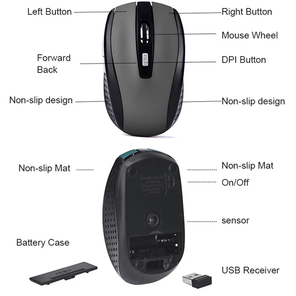 Slim Mini 2.4G Wireless Gaming Mouse 6D Optical for MacBook And Laptops 2.4GHz Compatible with 2.4G Wireless Technology