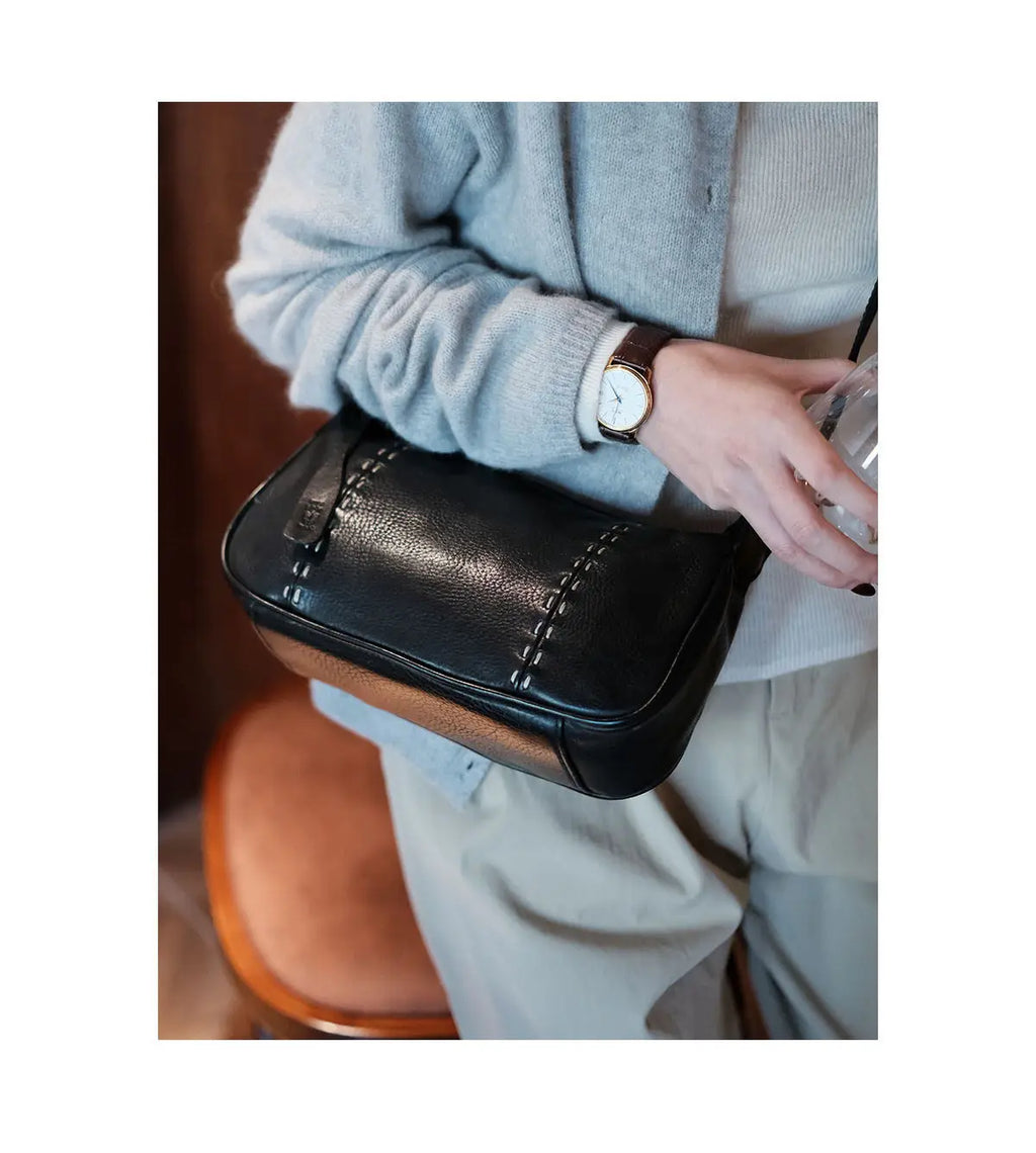 fashion party genuine leather stitching ladies crossbody bag organizers designers handmade real cow leather women shoulder bag