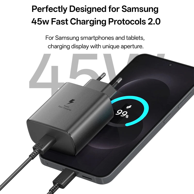 Samsung 45W USB-C Fast Charger PD Adapter for Galaxy S25 S24 Tidesmit
