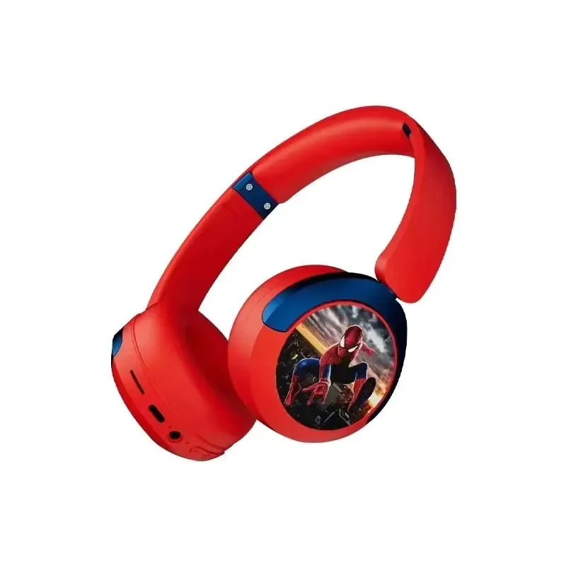 Spider Man Kids Wireless Headphones - Foldable Over-Ear Bluetooth Audio Red Tidesmit