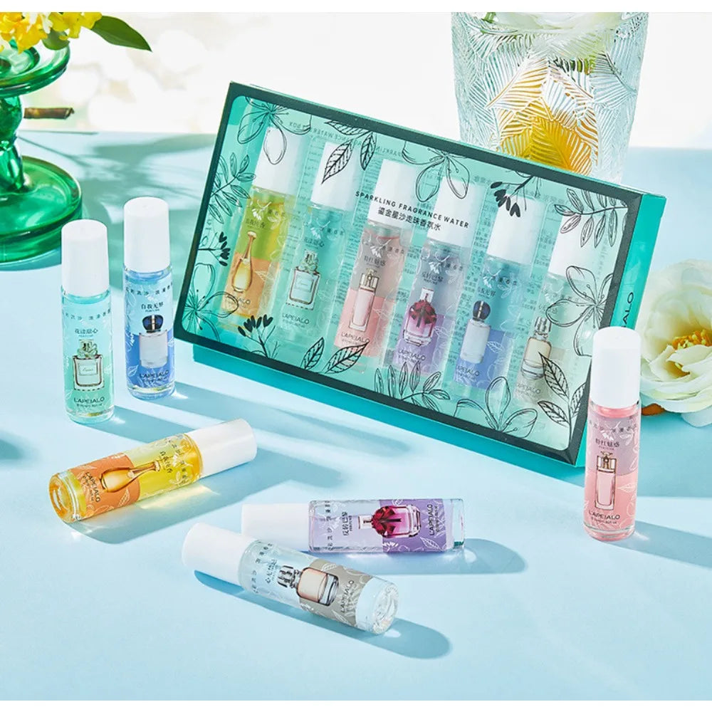 Tidesmit 6-piece roll-on perfume set with long-lasting fresh fragrance, portable mini deodorant for women's odor.