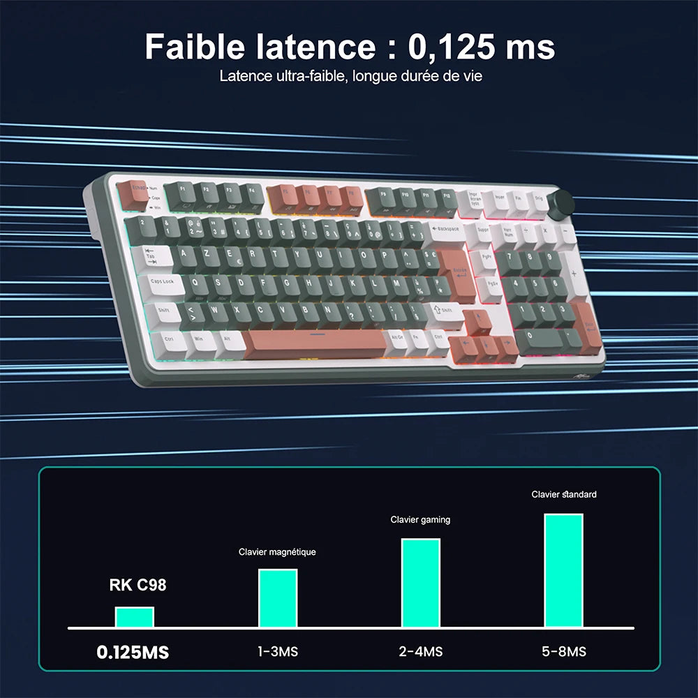 RK ROYAL KLUDGE RK C98 Magnetic Keyboard 0.01mm Rapid Trigg 8000HZ SOCD/Rs 0.125ms RGB Wired Mechanical Esports Gamer Keyboard