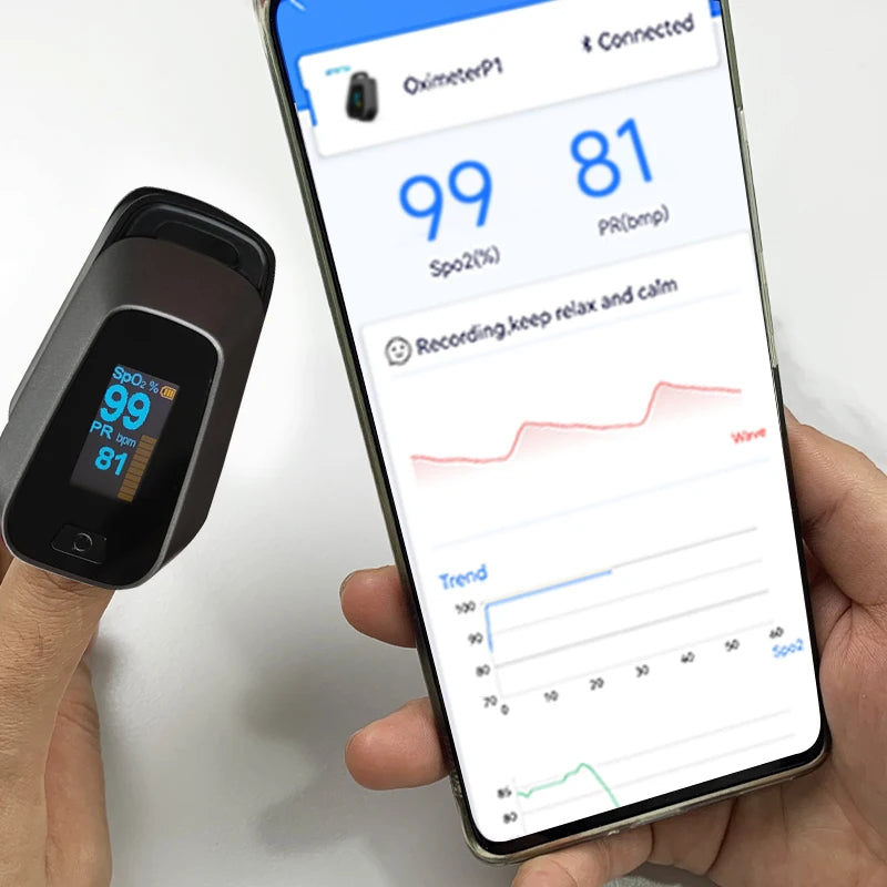 JYouCare Bluetooth APP Control Wireless Saturation Portable spo2 PR fingertip Heart Rate Finger oximetro De Dedo pulse Oximeter