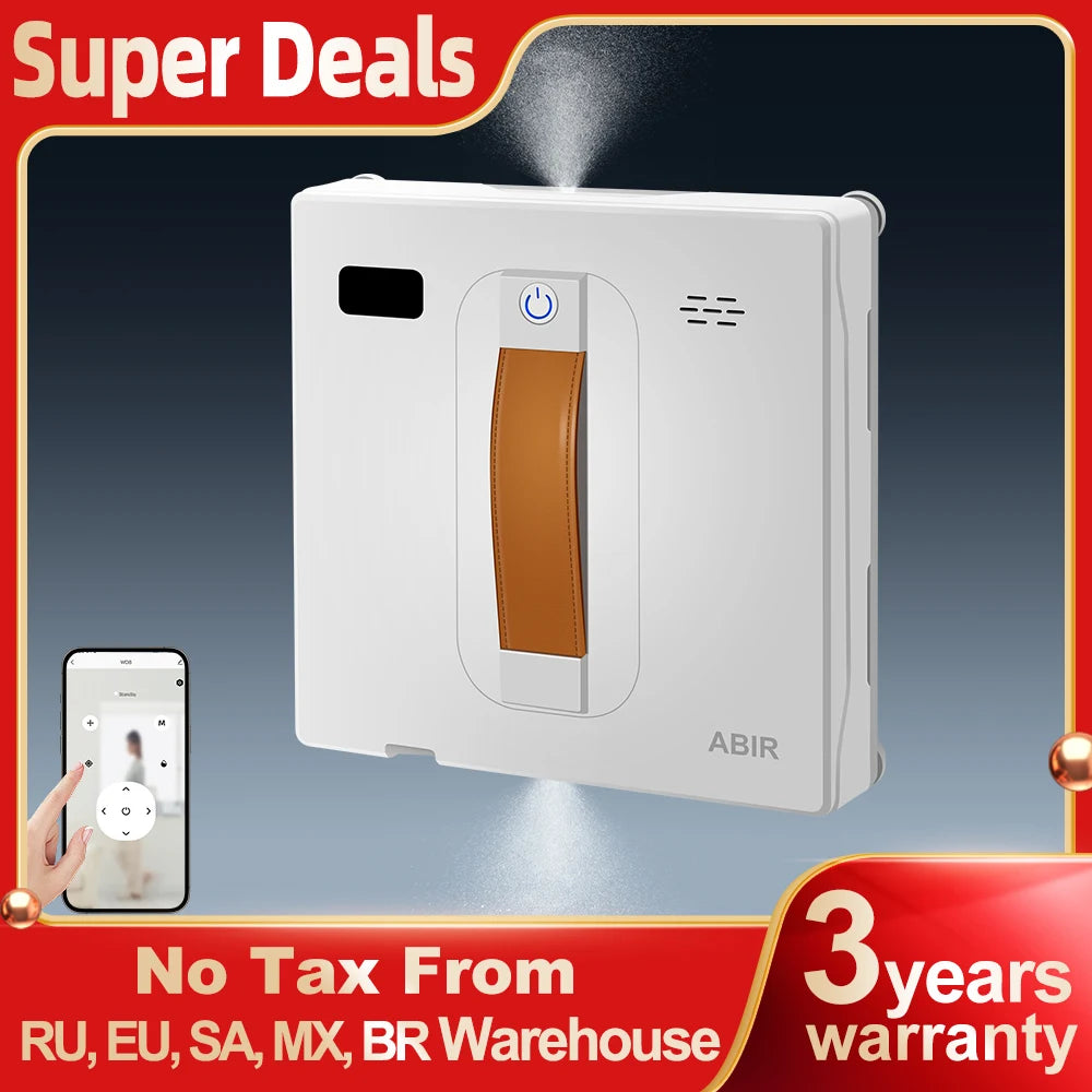 Tidesmit ABIR WD8 window vacuum robot cleaner with dual ultrasonic spray and laser navigation for smart glass cleaning