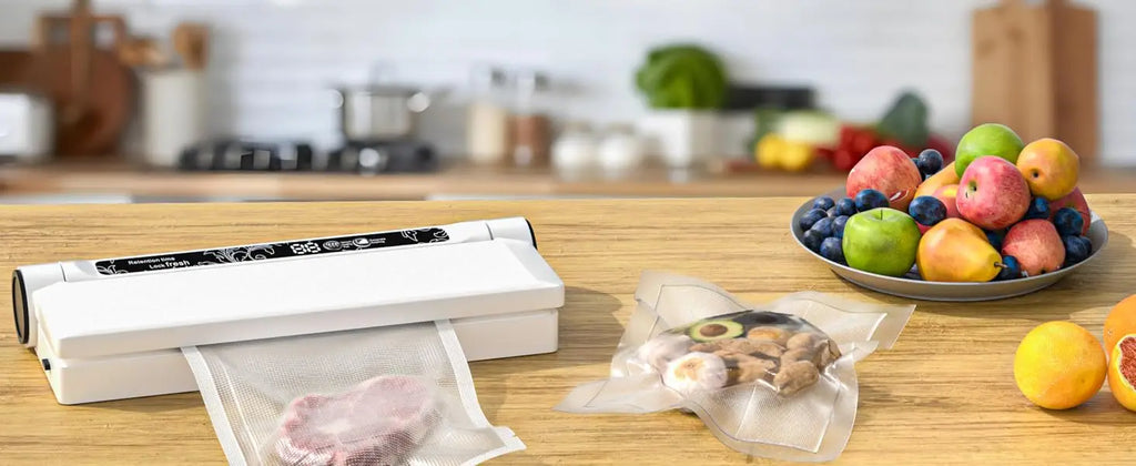 Vacuum Sealer with Bags, Fully Automatic Dry & Wet Food Sealer, One-Click Operation, Strong Suction, Digital Display