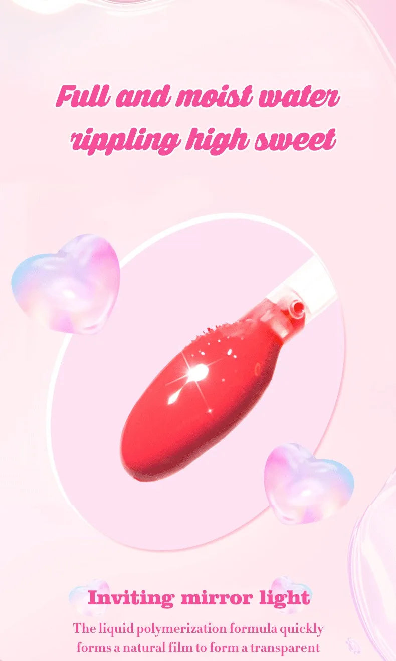 6pcs moisturizing lip gloss set with a high-shine, hydrating red lip glaze applicator for a glossy mirror finish.