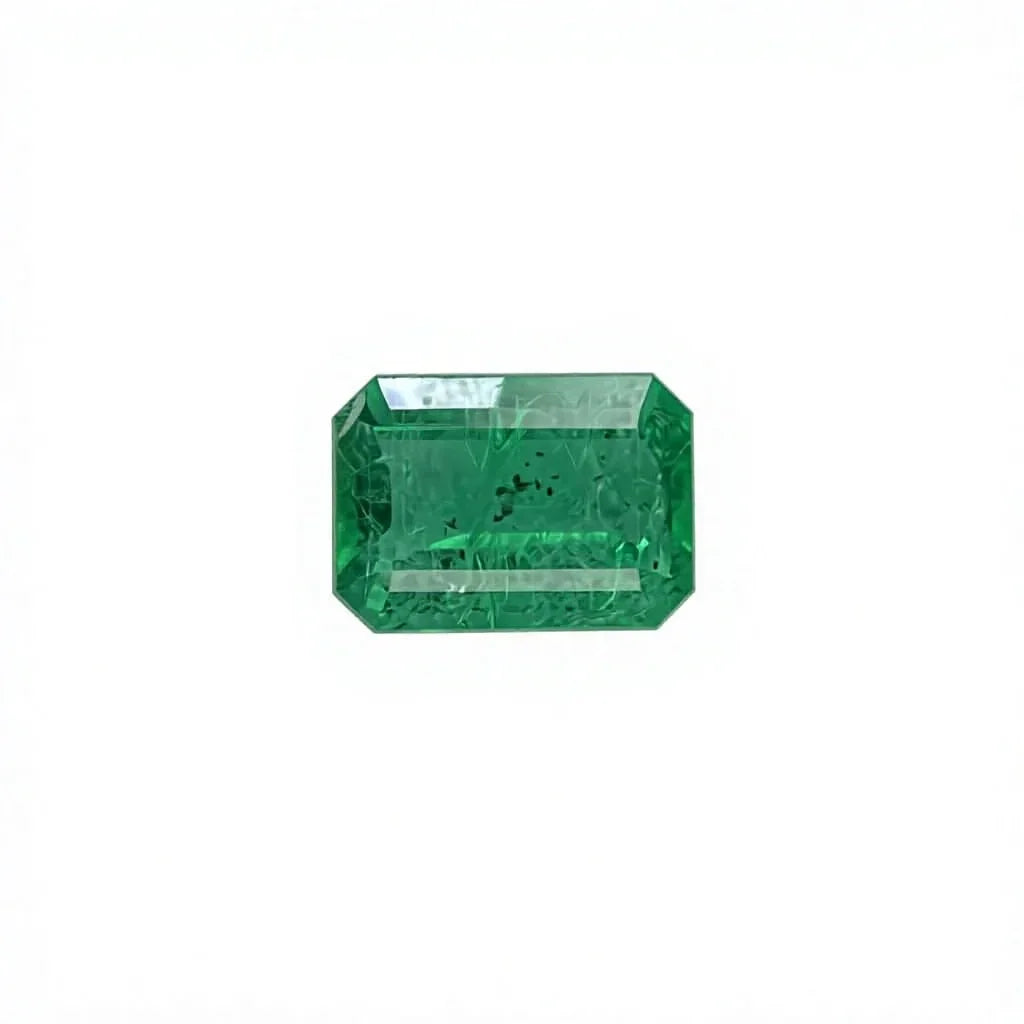 Green emerald-cut octagon gemstone, loose jewelry stone with faceted luster