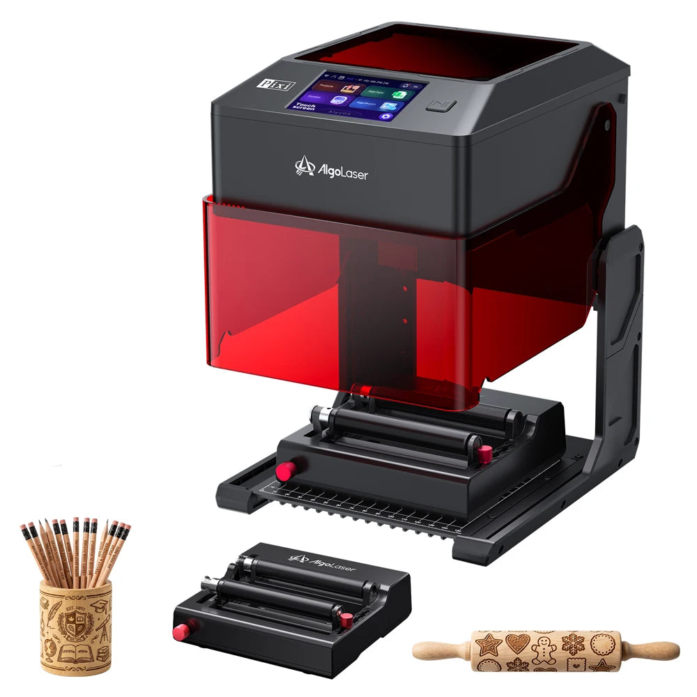 AlgoLaser 3W 5W 10W Portable Desktop DIY Woodworking Tools Laser Engraver Cutter Machine 3.5"Touchscreen Handwriting/Draw Portable For DIY Gift Making 100x100mm Work Area Plug & Play Design
