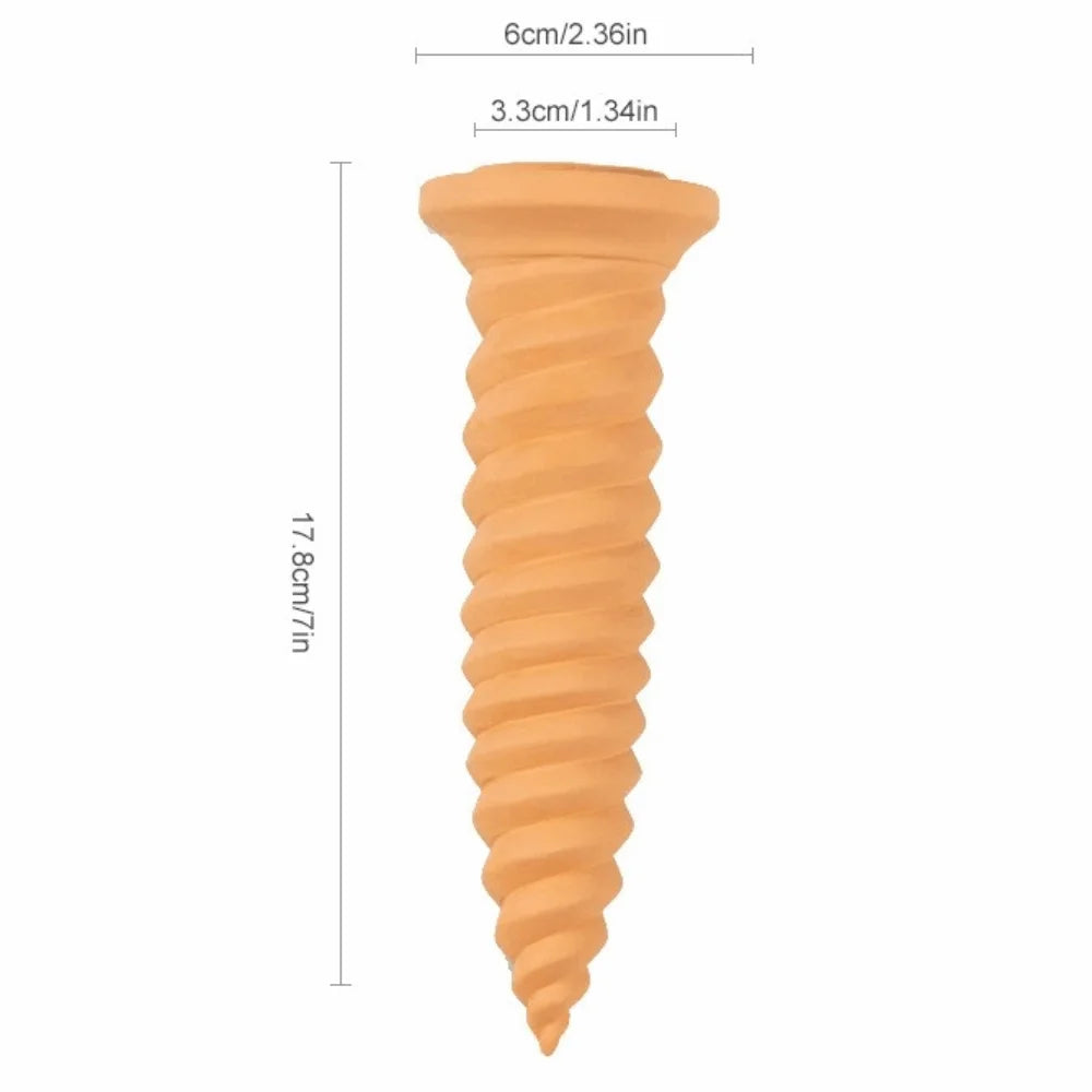 Terracotta screw-shaped self-watering stake, 17.8 cm height (with 6 cm tip width)